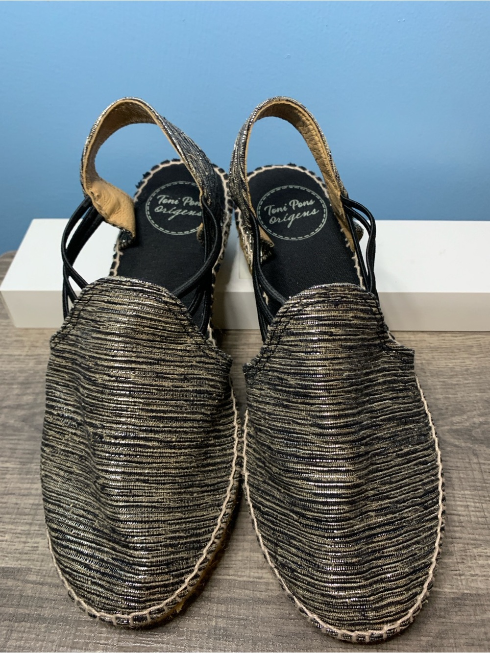 Toni Pons Metallic Black Espadrille Slingback